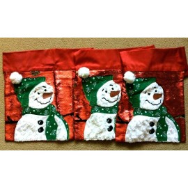 Pier 1 Imports Christmas Snowman Red Mantel Scarf FLIP SEQUINS 82" x 24" NIP