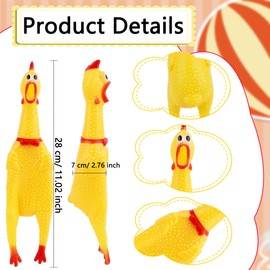 24 Pack 11 Inch Squeeze Rubber Chicken Large Yellow Screaming Chicken Bulk Rubber Squeaky Chicken Toys for Prank Novelty Toy