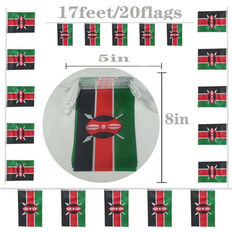 FFILL Kenyan Banner Flag String, Kenya Mini Flag Small Banner,