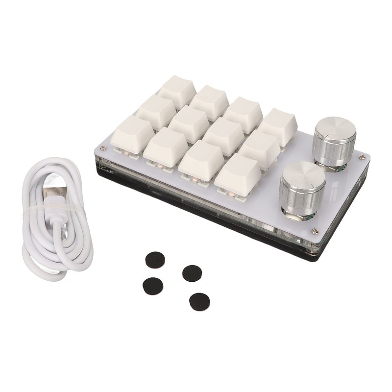Mini 12 Key Keypad with 2 Knob Blue Switch DIY