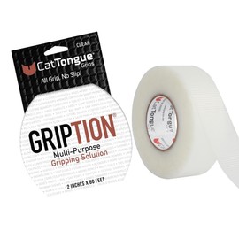 CATTONGUE GRIPS Non-Slip Grip Tape – Heavy Duty Waterproof Tape for Indoor & Outdoor Use, Non-Abrasive Grip Tape for Commercial & Industrial Uses: Grip Tape for Stairs, Hardware, & More (Clear, 60ft)