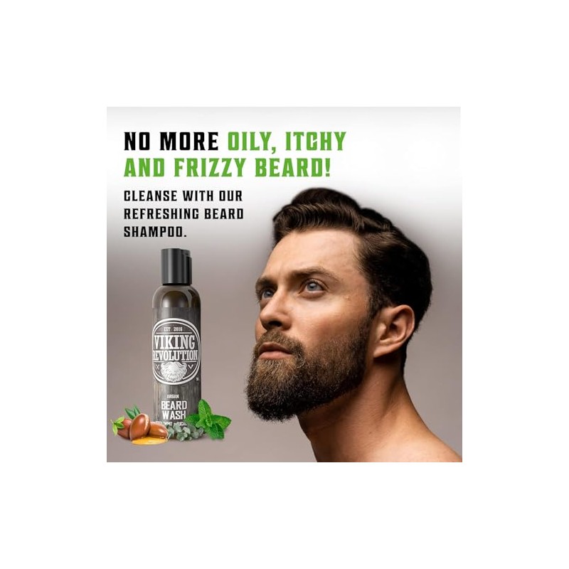BEST DEAL Beard Wash & Beard Conditioner Set w/ Argan