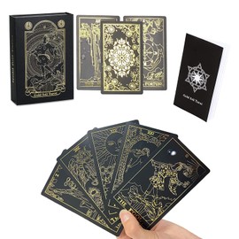 VOVCIG 78 Tarot Card with Guidebook,Black Tarot Cards for Beginners Tarot Deck Set,PVC Waterproof Tarot Cards,Divination Tool(Standard Size,Black)…