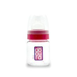 DOCURA - Mamila Para Bebé De 5 oz/150ml Con Boca Ancha, Biberón Con Flujo Lento De Silicón Líquido, Anti cólicos, Libre de BPA, Rosa