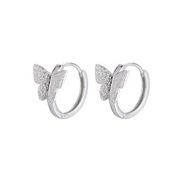 SLUYNZ 925 Sterling Silver Shiny Butterfly Earrings Hoop Earrings for Women Teens 1.6 CM Hoop Earrings Huggie