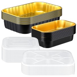 Funnymoom 30 Pack Aluminum Pans with Lids Kit Includes 10 Pack 10x13 Half Size Oven Steam Table Tin Foil Pans Collocation 20 Pack 8.7x6 Disposable Baking Pan Chafing Trays