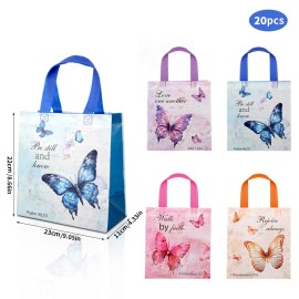 20PCS Reusable Butterfly Non-Woven Gift Bags for Religious Churches for Sunday Schools Christmas Holidays Bible Scripturecolor: Multicolour