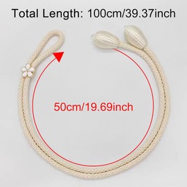 WiDream Pack of 4 Curtain Tiebacks, Curtain Holdbacks for Curtains, Curtain Rope Buckle, Hand Knitted Cotton Curtains Tiebacks, Curtain Holders, Curtain Holders, Curtain Holders