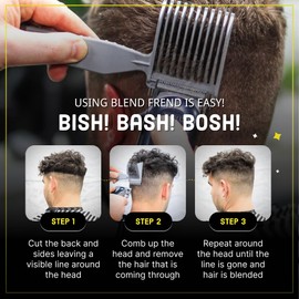 Blend Frend Hair Clipper Comb, Grade 1 (3mm), At-home Users, novice barbers, U.K Made, Compatible with all Clipper Brands, Blending Comb - Original