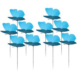 Set of 10 Butterfly Garden Stake Decor, Blue Butterflies Stakes Waterproof Garden Butterfly Ornaments for Yard Indoor Outdoor Patio Plant Pot, Flower Bed