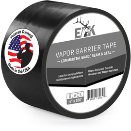 ELK Vapor Barrier Tape - 4” x 180ft - PE 7mm Polyethylene Seam Tape - Moisture Barrier Seam & Seal for Crawlspace Encapsulations or Waterproof Marine Tape - Black