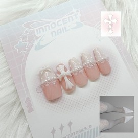 Frill Cross† Handmade Nail Tips - Ballerina / 프릴 십자가† 수제네일팁 - 발레리나