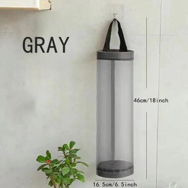 Eleutheromania Pack of 2 Plastic Bag Holder Hanging Folding Net Hanging Storage Bag Washable Hanging Plastic Bag Holder with Ventilation Openings for Kitchen, Bedroom (Grey)
