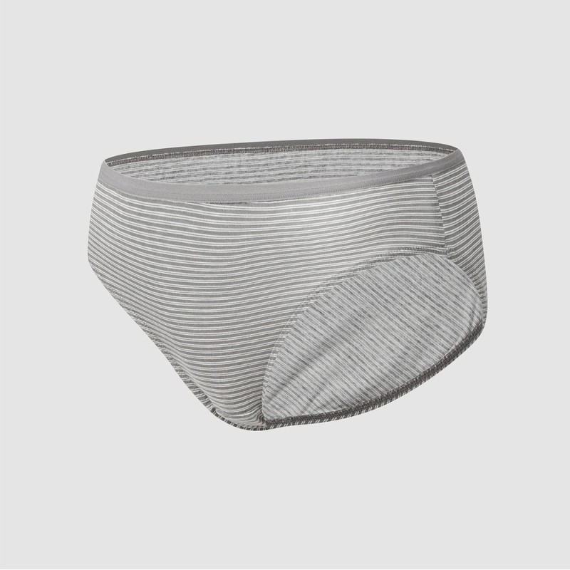JAJU [JAJU] Women's Cotton Stripe Hipster Panties 3-Pack_Grey