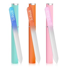 Crystal Glass Nail Files, Double-Sided, 3-Piece Set, Storage Box