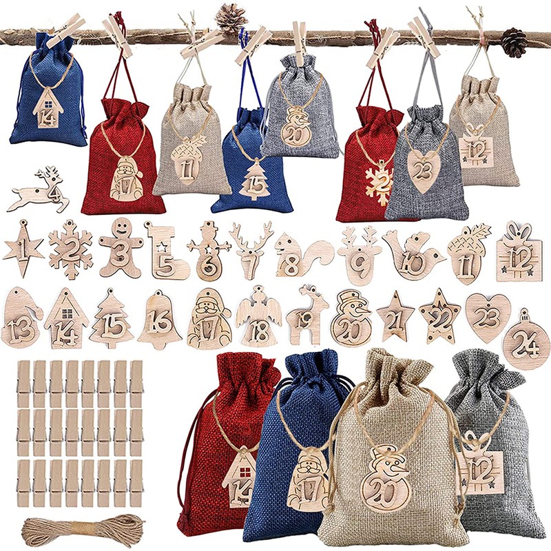 24 Advent Calendar for Filling Bags DIY Christmas Drawstring Gift