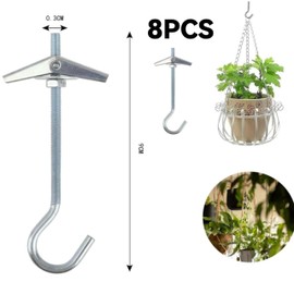 SANTUO 8 Pcs Ceiling Hooks for Hanging Plants & Lights, M4/90mm Heavy Duty Galvanized Steel Plant Hooks with Wall Anchors for Plants, Light, Bed Canopy