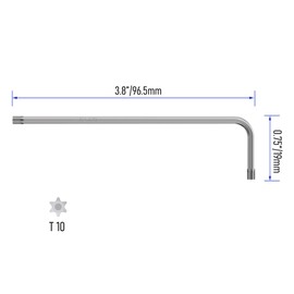 FOCMKEAS T10 Long Tamper Proof Torx Key Bit Wrench, Anti Tamper Star Screwdriver Security Bit Torque Repair Tool L-Shape Nickel Plated CRV Steel, Extra Long Arm