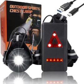 Zeroone Running Light, Jogging, Walking, Trail Run, Emergencies, Lantern, Mountain Climbing, Night, White LED Front 500 Lumens, Red Flashing LED Back, USB Charging, IPX5 Waterproof, Warning Light,