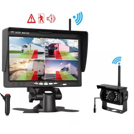 IPoster Digital Wireless 7'' Quad DVR Monitor BSD Ai Detection Sound Alarm Backup Camera for Rv Caravan Truck Camper TrailerScreen Size: 7", ROM: 0, RAM: 0