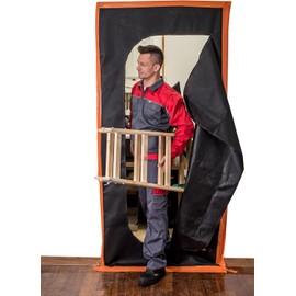 SafeCore - Dust Protection Door with Zip 2 x 220 x 110 cm with Strap - Double-Sided Zip, Premium Polypropylene Non-Woven Fabric Cover for Renovation, Dustproof Construction Cover