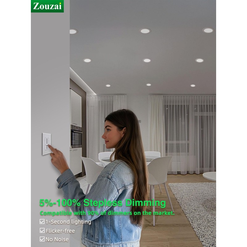 zouzai 12 Pack 4 Inch 6000K Ultra-Thin LED Recessed Light