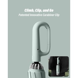 EFFUSON Travel Compact Inverted Umbrella with Ring Buckle, Portable Large Strong Windproof Reverse Reflective Umbrellas for Rain & Sun, Automatic Open and Close Umbrella for Women Men (Green)