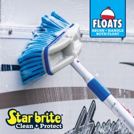 STAR BRITE Deluxe Telescoping Deck Brush Kit - Extendable Aircraft-Grade Aluminum Handle, Medium Multipurpose Bristles, Floats if Dropped, Ergonomic Design, Multi-Surface Cleaning - Blue (040192)
