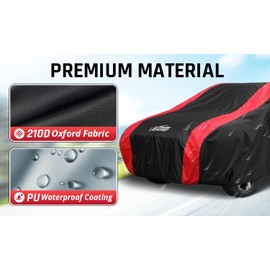 AltoCover SUV Car Cover Waterproof All Weather Protection with Red Stripe Design,Universal Fit Toyota RAV4, Honda CRV, Tesla Model Y, Audi Q5, Nissan Rogue, Mazda CX-5, Kia Sorento,Hyundai Sante Fe
