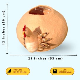 Le Sharma Deluxe Felted Cat Cave, 100% Natural, Eco-Friendly and Handmade Wool Cat Bed - Large Cozy and Comfortable Felt Cat Caves Houses for Indoor Cats/Kittens and Small Dogs - Hen