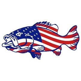 American Flag Bass USA Patriotic Fishing (3 Pack) - Full Color Printed - (Size: 2" Color: RED/White/Blue) - for Windows, Walls, Bumpers, Laptop, Lockers, etc.