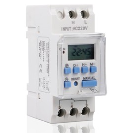 Weekly Digital Timer, 220 V AC 25 A Digital Weekly Timer with Liquid Crystal Display, Programmable LCD Digital Timer, Digital Timer for DIN Rail / Switch Panel Installation