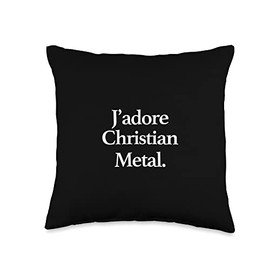 J'adore Music J'Adore (I Love) Christian Metal, Funny Minimalist Throw Pillow, 16x16, Multicolor