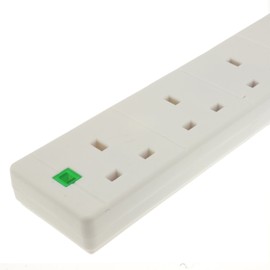 kenable Surge Protected 6 Gang Way Mains Extension Socket UK 13A White 2m [2 metres]