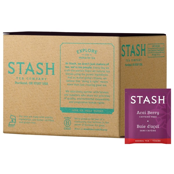 Stash Tea Acai Berry Herbal Tea, Box of 100 Tea Bags in Foil (Packaging May Vary)