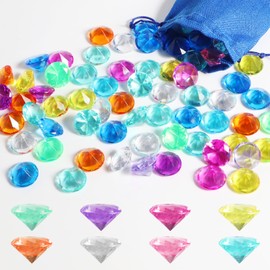 Cevikno Pack of 40 Gemstones for Children, 30 mm Diamonds, Children, Acrylic Diamonds, Decoration, Colourful, Diamonds, Children's Play Diamonds, Crystals Children for Gemstones, Children's Birthday