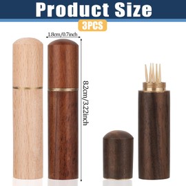 3pack Toothpick Holder Portable Wood Toothpick Case Waterproof Handmade Craft Toothpick Pocket Box Mini Toothpick Box for Storage Toothpick Needle Pill Bead Ear Pick Cotton Swab and Other Small Object
