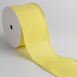 Meseey Sunshine Yellow Burlap Wired Edge Ribbon - 2.5 Inch x 10 Yards Rustic Jute Ribbon for Spring Weddings, DIY Crafts, Easter Decor, Summer Gift Wrapping & Farmhouse Party Supplies (Yellow)