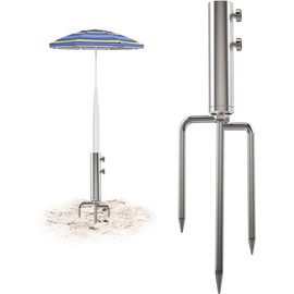 YAOYAOLING Umbrella Cone, Beach Umbrella, Sand Anchor with Parasol Holder, Umbrella Steel Anchor, Silver, silver colours