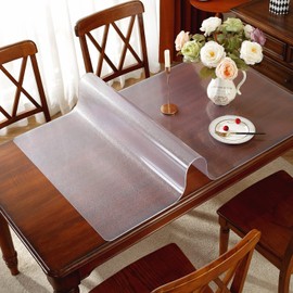 OstepDecor 1.5mm Thick Frosted Table Protector, 42 x 88 Inch Plastic Table Cover Protector, Dining Table Protector, PVC Table Pads for Dining Room Table, Plastic Cover for Dining Table