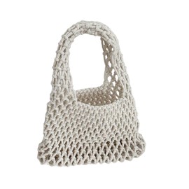 Verdusa Women's Crochet Top Handle Satchel Handbags Hollow Out Beach Clutch Purses White One Size