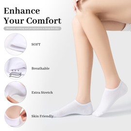 Sunm Boutique No Show Socks Womens Low Cut & Non Slip, Invisible Liner, Soft & Stretchable, Flat Boat Line 4 Pairs
