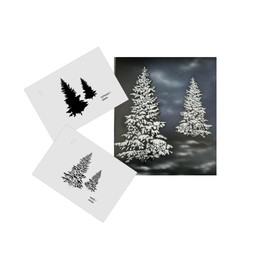 AS-353 Snow Fir Trees Step by Step Airbrush Stencil Size M
