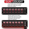 FXC 12V 24V DC 7 Gang Rocker Switch Aluminum Panel