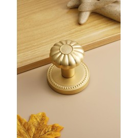 SORWDUERM Dummy Gold Door Knobs Interior Satin Brass Dummy Door Handle Single Sided Decorative,Zinc Alloy 2 Pack