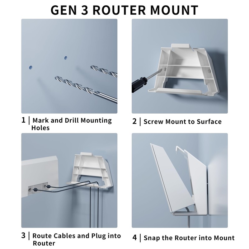 Starlink Gen 3 Router Wall Mount with Standard Power Supply