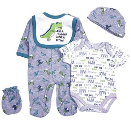 Pedolltree Reborn Baby Dolls Boy Clothes 22 inch Dinosaur Outfit Accessories 5 pcs Sets Fit 20-22" Newborn Dolls Clothing