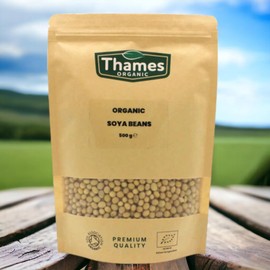 Organic SOYA Beans No Additives, No Preservatives, Raw, High Fibre, High Protein, Vegan, GMO-Free - Perfect for Plant-Based Recipes - Thames Organic 500g