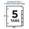 Avery(R) Ready Index(R) Translucent Table of Contents Dividers, 5-Tab, Multicolor