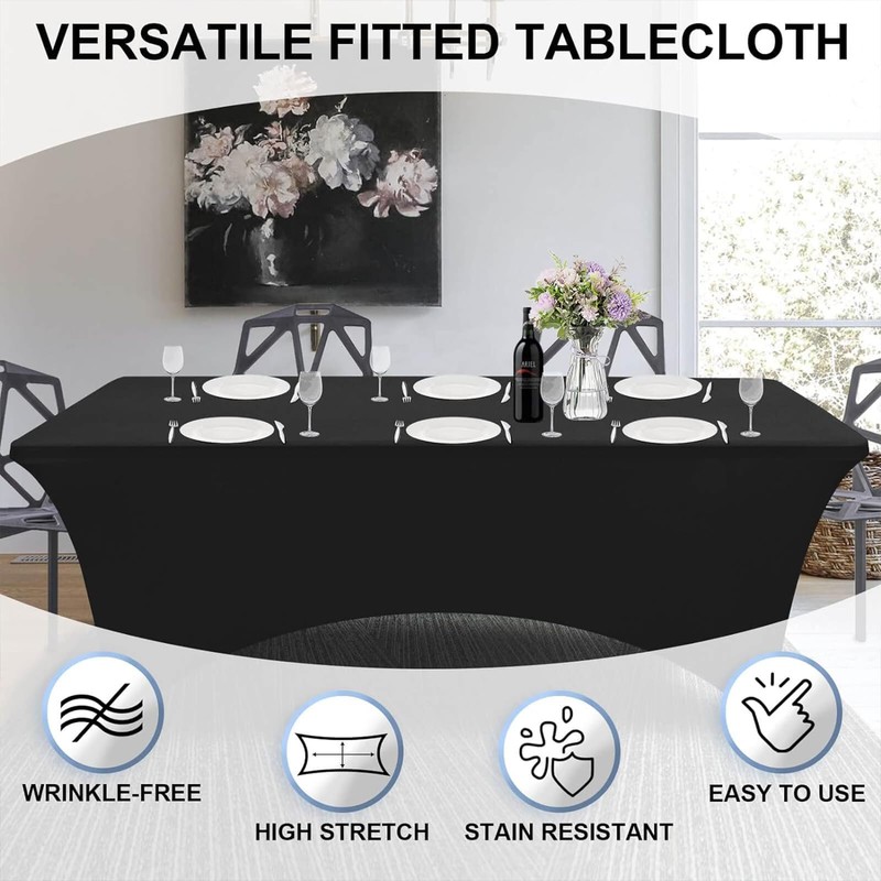 Mienocol Purple Spandex Tablecloths,6FT Stretchable Rectangle Table Cover Washable Tablecloth